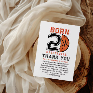 Born 2 Ball Basketball 2nd Birthday Party Thank You Card