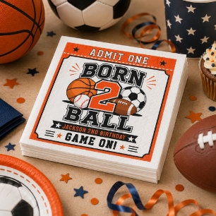 Born 2 Ball Sports Boy 2nd Birthday party Napkin