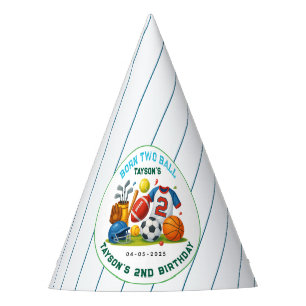 Born 2 Ball – Sports Theme Boy’s 2nd Birthday Party Hat