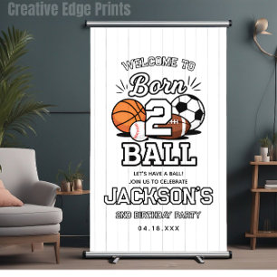 Born 2 Ball Sports Themed Boy 2nd Birthday Party Banner