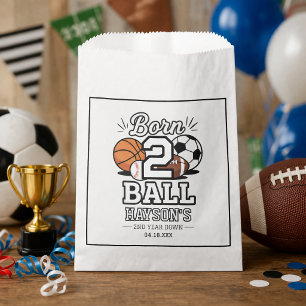 Born 2 Ball Sports Themed Boy 2nd Birthday Party Favour Bag
