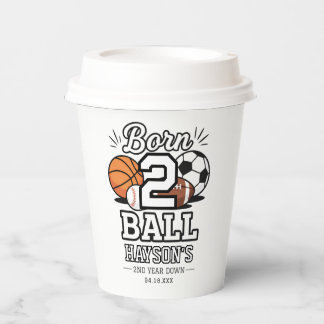 Born 2 Ball Sports Themed Boy 2nd Birthday Party Paper Cups