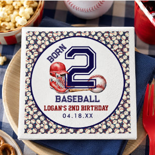 Born 2 Baseball   Sports Theme Boy's 2nd Birthday  Napkin