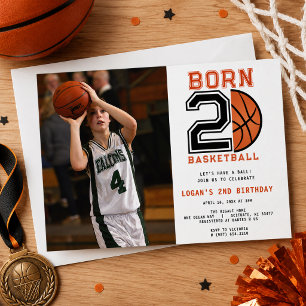 Born 2 Basketball 2nd Birthday Sport Photo Invitation