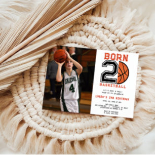 Born 2 Basketball 2nd Birthday  Sport Photo Invitation