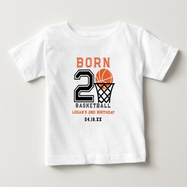 Born 2 Basketball | Sports Boy's 2nd Birthday Baby T-Shirt (Front)