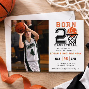 Born 2 Basketball Sports Boy's 2nd Birthday Invitation
