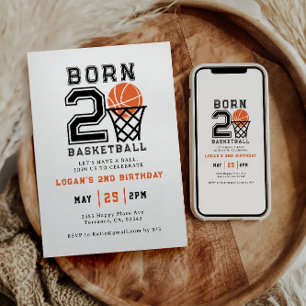 Born 2 Basketball   Sports  Boy's 2nd Birthday Invitation