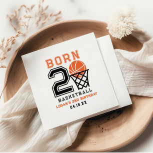 Born 2 Basketball Sports Boy's 2nd Birthday Napkin