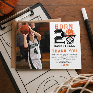 Born 2 Basketball   Sports  Boy's 2nd Birthday Thank You Card