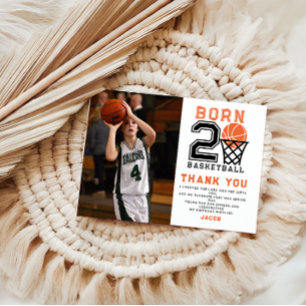 Born 2 Basketball   Sports  Boy's 2nd Birthday Thank You Card