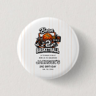 Born 2 Basketball Sports Themed 2nd Birthday 3 Cm Round Badge