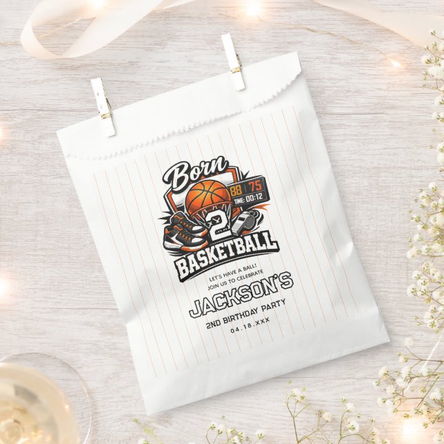 Born 2 Basketball | Sports Themed 2nd Birthday Favour Bag (Clipped)