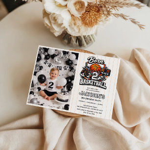 Born 2 Basketball Sports Themed Boy 2nd Birthday Invitation