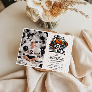 Born 2 Basketball Sports Themed Boy 2nd Birthday  Invitation