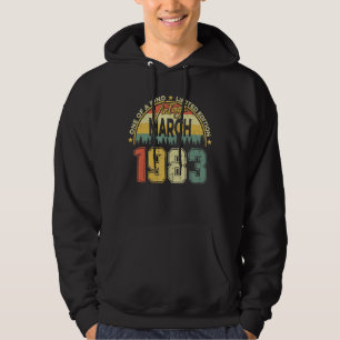 Born 40th Birthday Mens Vintage March 1983 Limited Hoodie