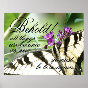 Born Again Butterfly Bible Christian Poster