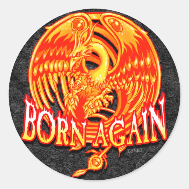 Born Again Phoenix Classic Round Sticker (Front)