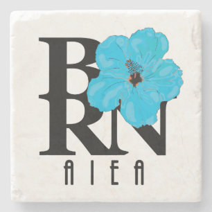 BORN Aiea Blue Hibiscus Stone Coaster