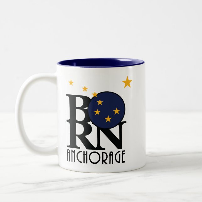 BORN Anchorage Alaska 11oz Two-Tone Coffee Mug (Left)