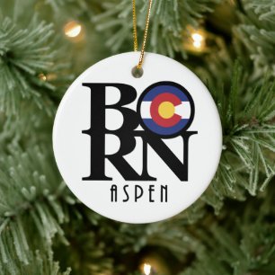 BORN Aspen Colorado Ceramic Ornament