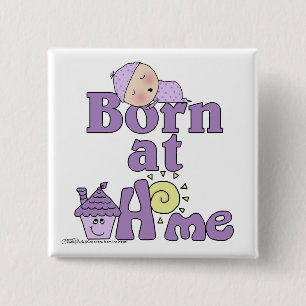 Born At Home-Sleeping Baby Girl Button