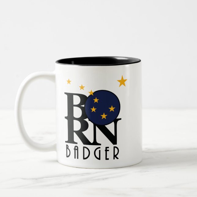 BORN Badger Alaska 11oz Two-Tone Coffee Mug (Left)