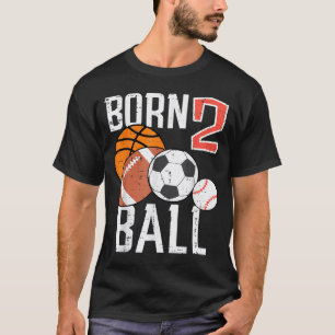 Born Basball Football 2nd Birthday Toddler Boy Kid T-Shirt