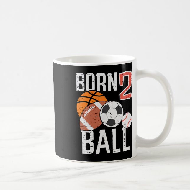 Born Basketball Football 2nd Birthday Toddler Boy  Coffee Mug (Right)