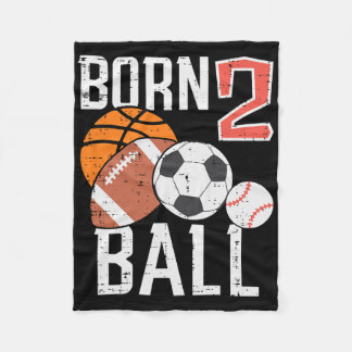 Born Basketball Football 2nd Birthday Toddler Boy  Fleece Blanket