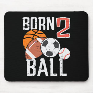 Born Basketball Football 2nd Birthday Toddler Boy Mouse Pad