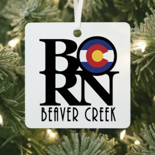 BORN Beaver Creek Colorado Metal Tree Decoration