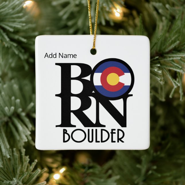 BORN Boulder Colorado Cusomizable Ceramic Ornament (Tree)