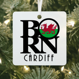 BORN Cardiff Wales Metal Tree Decoration