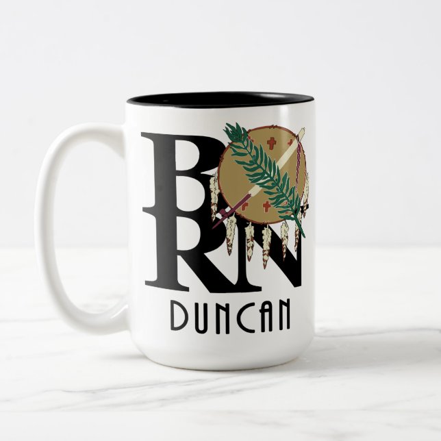 BORN  Duncan Oklahoma 15oz Two-Tone Coffee Mug (Left)