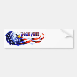 Born Free Bald Eagle And USA Flag Bumper Sticker