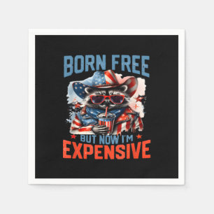Born Free But Now I'm Expensive Funny Racoon 4th Napkin