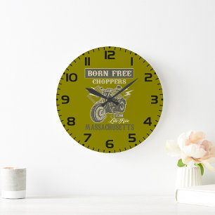 Born Free Choppers Massachusetts  Large Clock