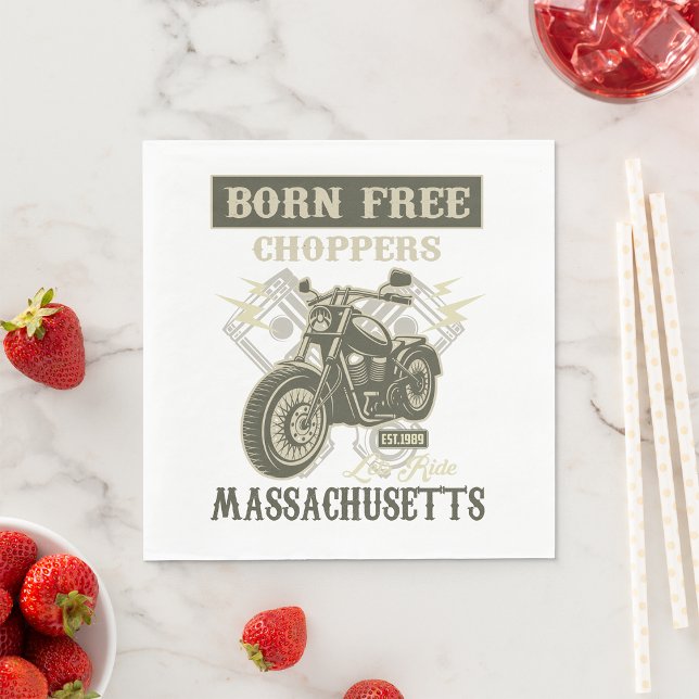 Born Free Choppers Motorcycle Massachusetts Napkin (Creator Uploaded)