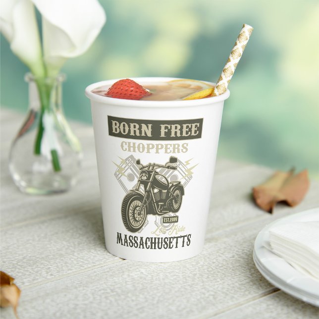Born Free Choppers Motorcycle Massachusetts Paper Cups (Creator Uploaded)