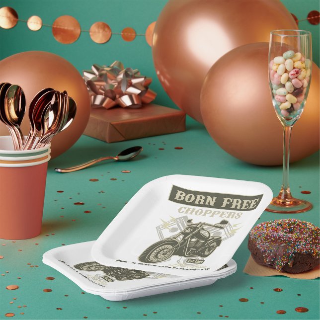 Born Free Choppers Motorcycle Massachusetts Paper Plate (Creator Uploaded)