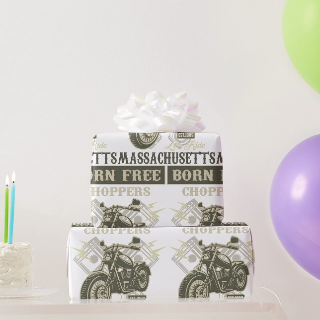 Born Free Choppers Motorcycle Massachusetts Wrapping Paper (Creator Uploaded)