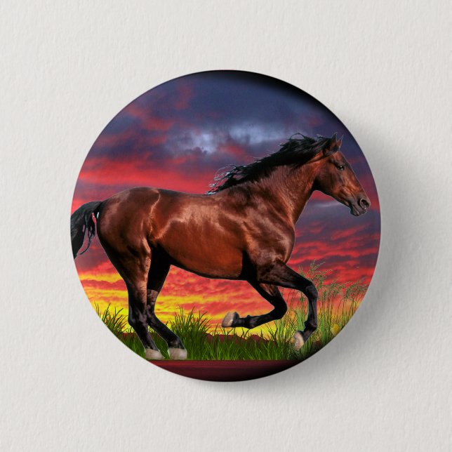 Born Free horse 6 Cm Round Badge (Front)