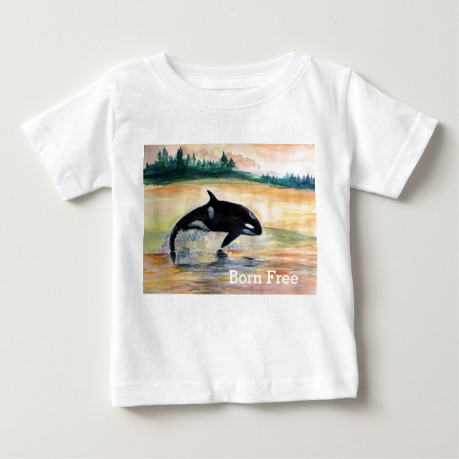 Born Free Whale Baby Fine Jersey T-Shirt, White Baby T-Shirt (Front)