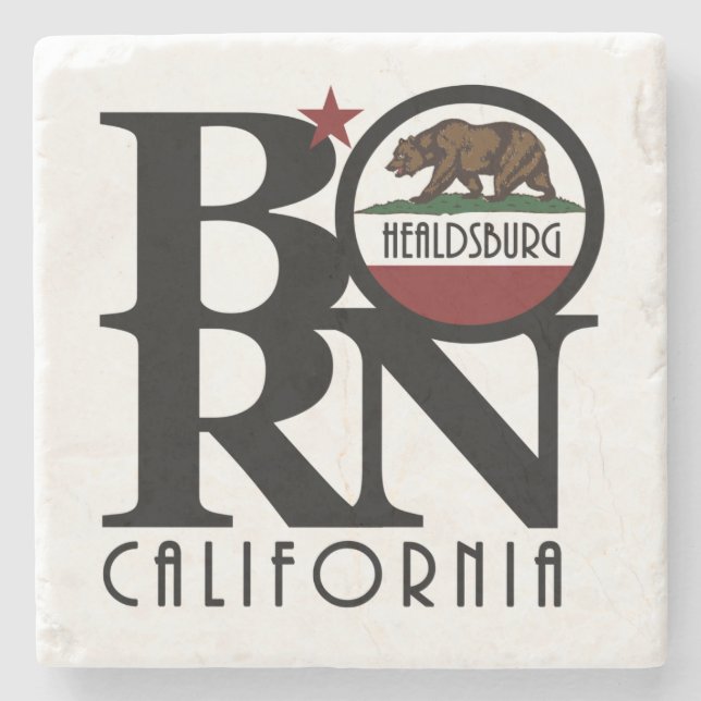 BORN Healdsburg California Stone Coaster (Front)