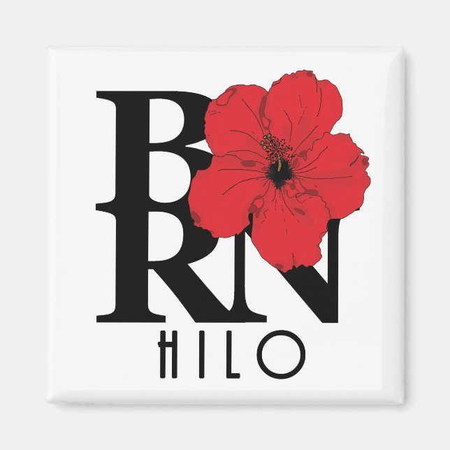 BORN Hilo Red Hibiscus Magnet (Front)