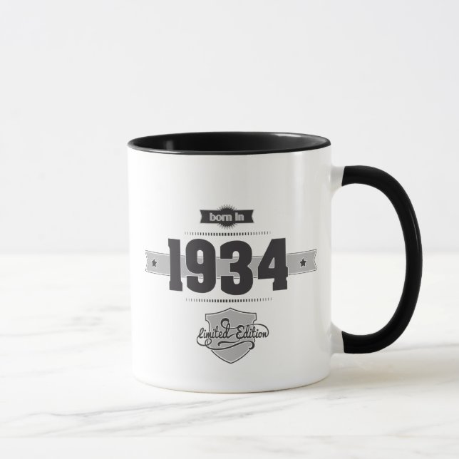 Born in 1934 (Dark&Lightgrey) Mug (Right)