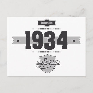 Born in 1934 (Dark&Lightgrey) Postcard