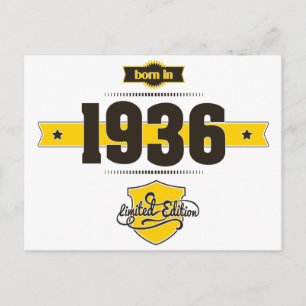 born in 1936 (choco&yellow) postcard
