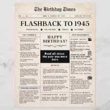 Born in 1945 Mock Newspaper sepia